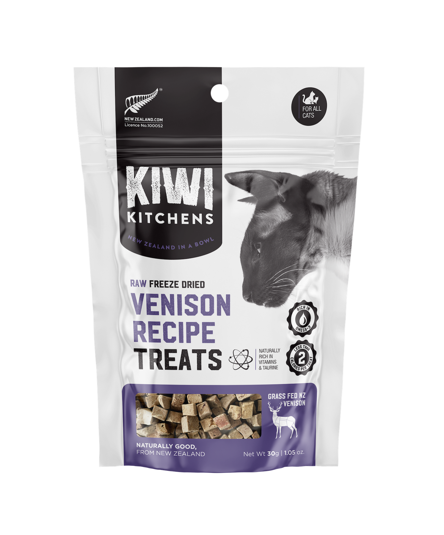 Kiwi Kitchens Raw Freeze Dried Cat Treats - Vension Recipe