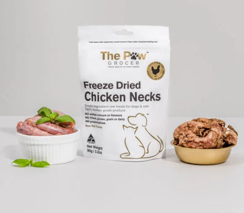 The Paw Grocer Freeze Dried Chicken Necks Cats and Dogs Treat 90g