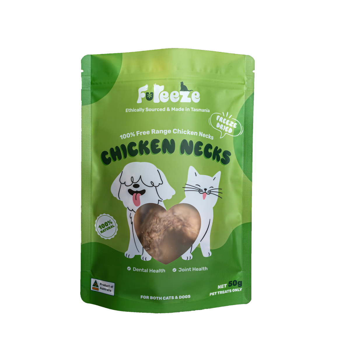 Fureeze Australia Freeze Dried Free Range Chicken Necks | Cats & Dogs Treat 50g