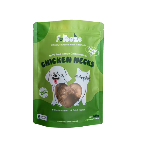 Fureeze Australia Freeze Dried Free Range Chicken Necks | Cats & Dogs Treat 50g