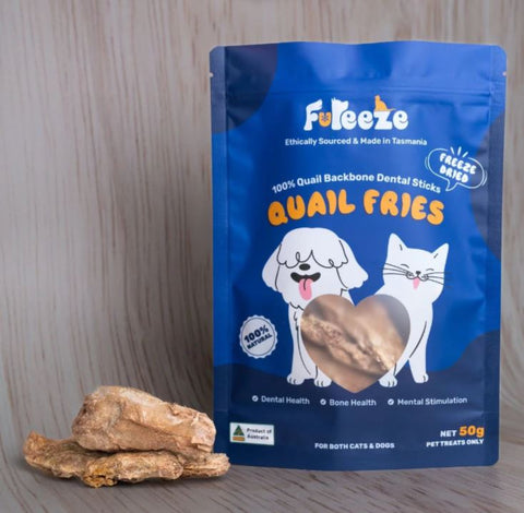 Fureeze Australia Freeze Dried Quail Fries Backbone Cats & Dogs Treat 50g