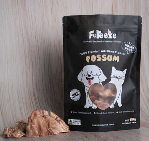 Fureeze Australia Freeze Dried Diced Possum Cats & Dogs Treat 50g